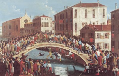Battle with Sticks on the Ponte Santa Fosca, Venice by Gabriele Bella